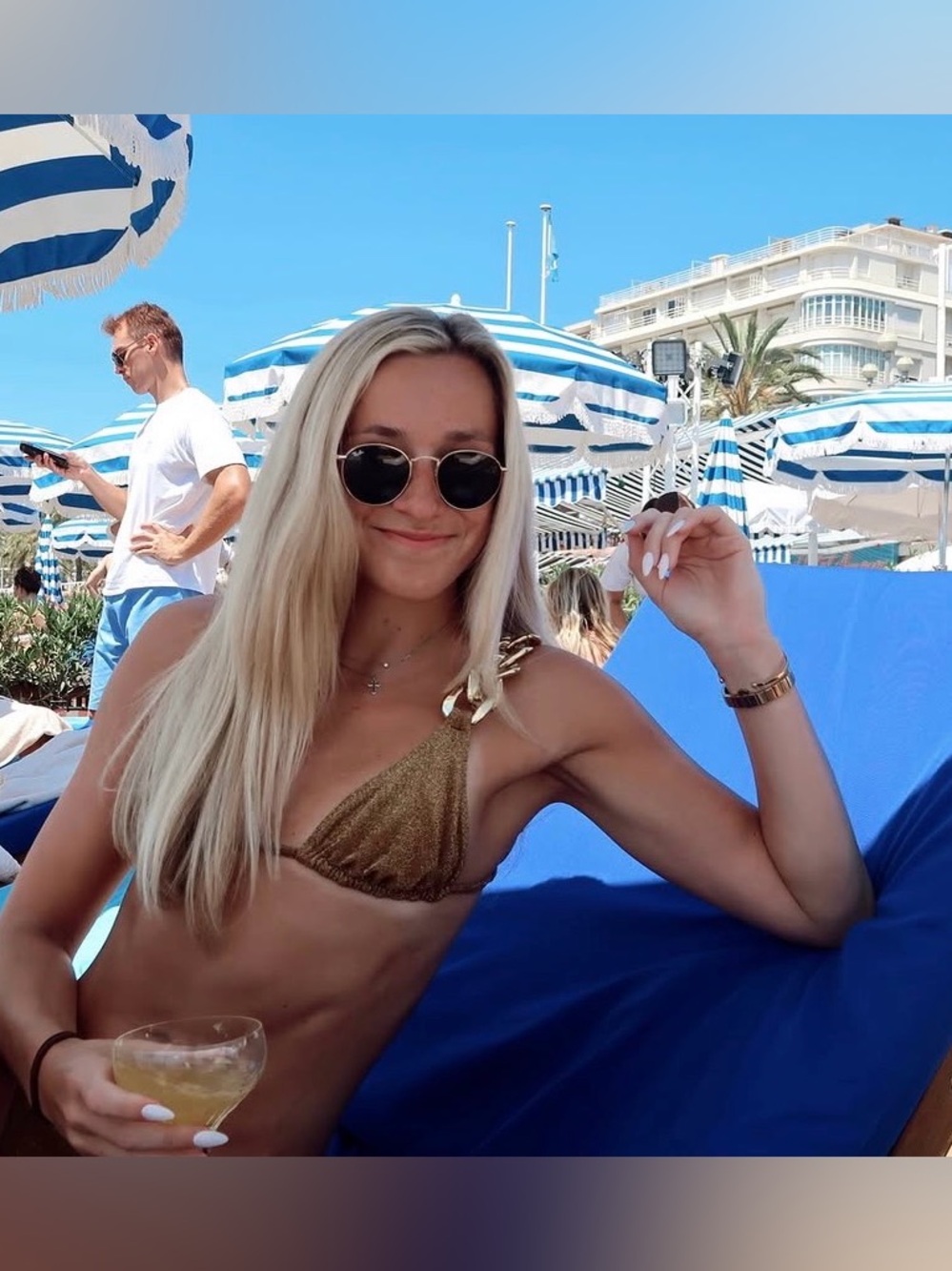 SAME Los Angeles Shimmer Gold Lurex Chain Bikini Set